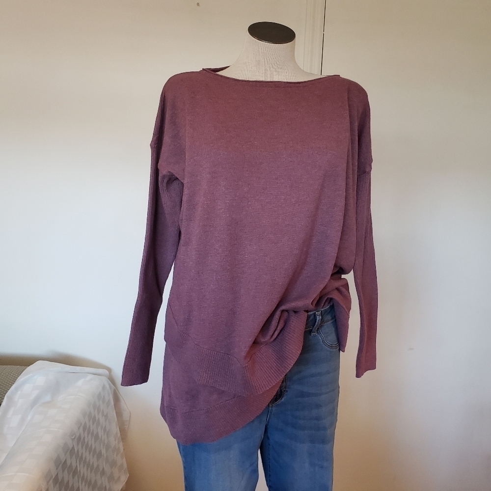 Style & Co Boat Neck Mauve Color Long Sleeve Women's Sweater Size M
